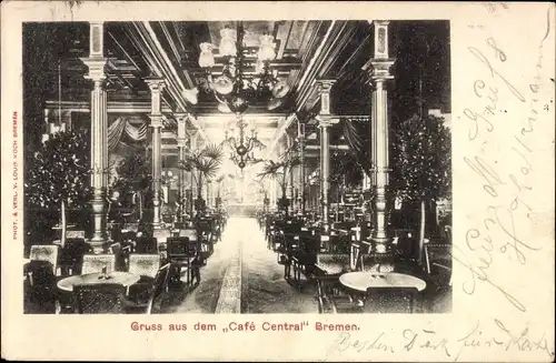 Ak Hansestadt Bremen, Café Central, Innenraum