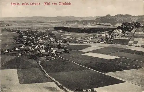 Ak Schöna Sächsische Schweiz, Blick vom Zirkelstein