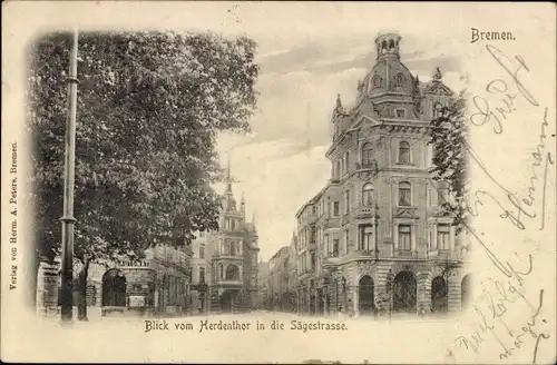 Ak Hansestadt Bremen, Blick vom Herdenthor in die Sägestraße