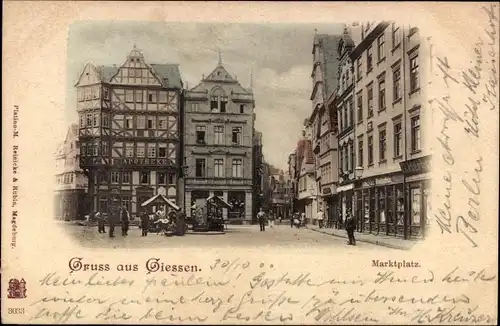 Ak Gießen an der Lahn Hessen, Marktplatz, Apotheke