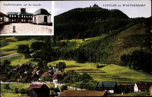 Ak Waltersdorf Großschönau Oberlausitz, Lausche, Gesellschaftshaus, Panorama von der Ortschaft
