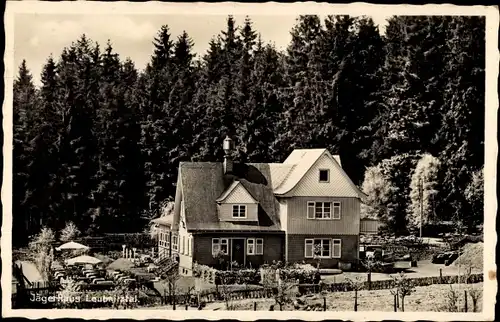 Ak Werdau in Sachsen, Jägerhaus Leubnitztal, Wald-Cafe und Restaurant, Terrassengarten