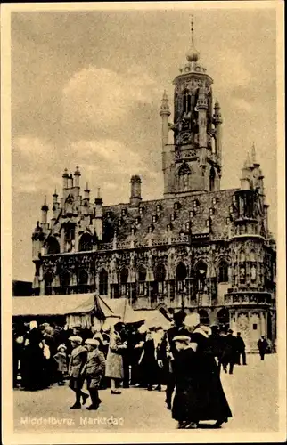 Ak Middelburg Zeeland Niederlande, Marktdag