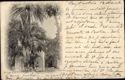 Ak Biskra Algerien, Propriete de M. Landon de Longueville le fumoir