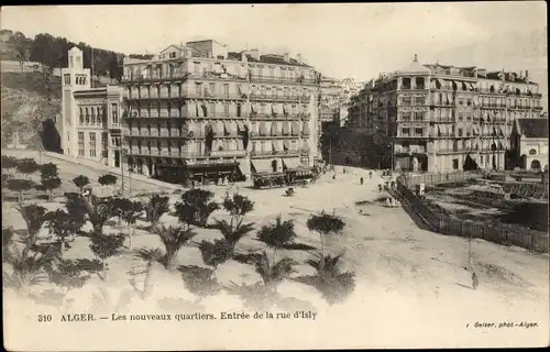 Ak Algier Alger Algerien, Les nouveaux quartiers, Rue d'Isly