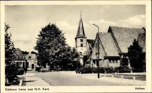 Ak Holten Overijssel Niederlande, Gebouw Irene met N. H. Kerk