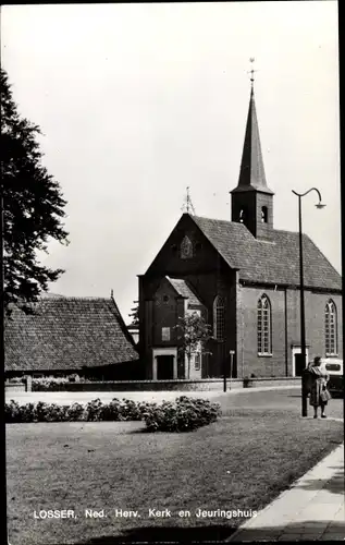 Ak Losser Overijssel Niederlande, Ned. Herv. Kerk en Jeuringshuis