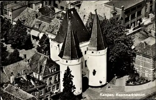 Ak Kampen Overijssel Niederlande, Koornmarktspoort, Luftbild