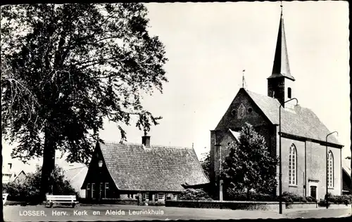 Ak Losser Overijssel Niederlande, Herv. Kerk en Aleida Leurinkhuis