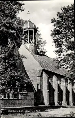 Ak Weerselo Overijssel, Stiftsschuur en Kerk