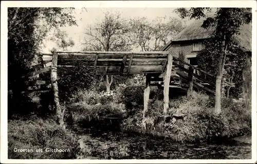 Ak Giethoorn Overijssel Niederlande, Hotel Centrum, Brug