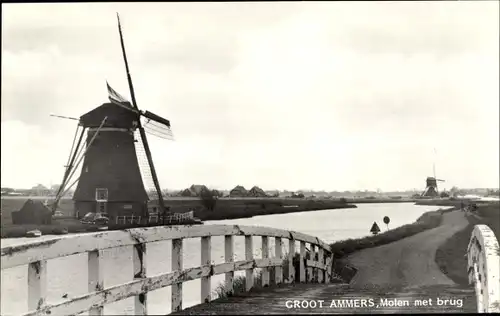 Ak Groot Ammers Südholland, Molen met brug