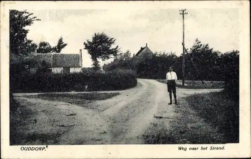 Ak Ouddorp Südholland, Weg naar het Strand