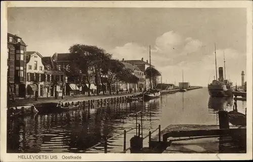 Ak Hellevoetsluis Südholland, Oostkade, Dampfer