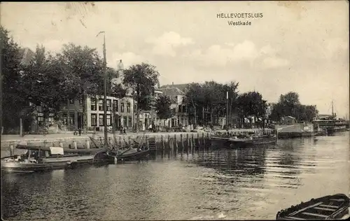 Ak Hellevoetsluis Südholland, Westkade