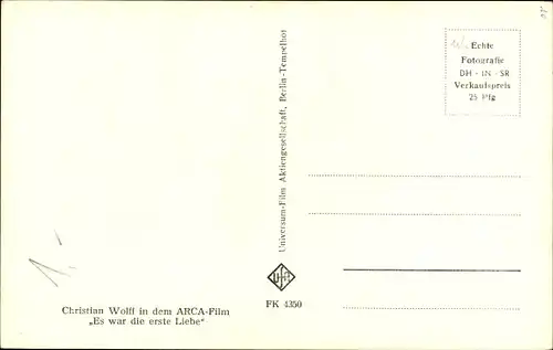 Ak Schauspieler Christian Wolff, Portrait, Ufa Film, Autogramm