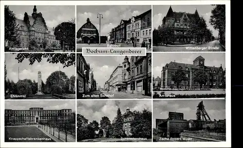 Ak Langendreer Bochum im Ruhrgebiet, Zeche Robert Müser, Amtshaus, Wittenberger Str., Ehrenmal