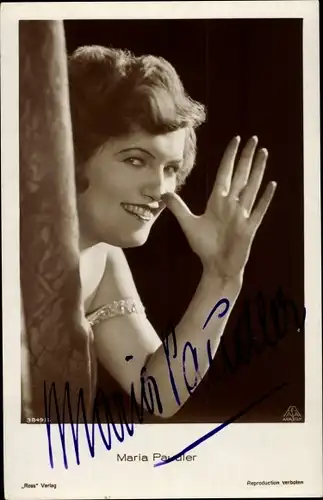 Ak Schauspielerin Maria Paudler, Portrait, Ross Verlag 3849 2, Autogramm
