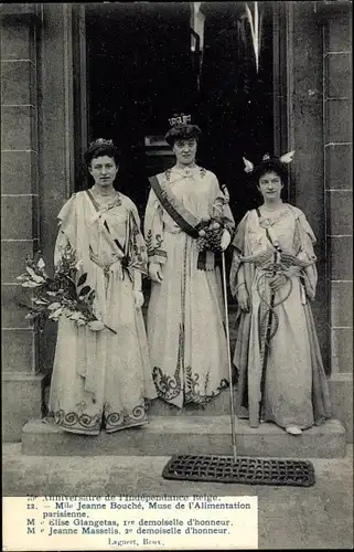 Ak 75e Anniversaire de l'Independance Belge, Jeanne Bouché, Elise Glangetas, Jeanne Masselis