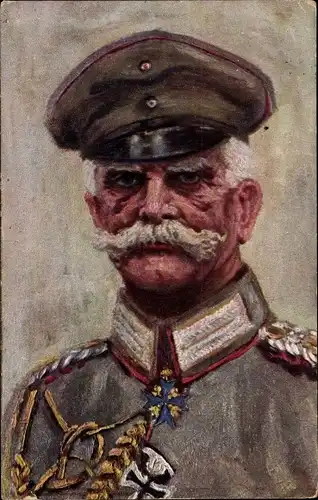 Künstler Ak Generalfeldmarschall August von Mackensen, Portrait, Uniformmütze, Orden