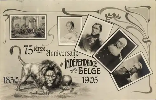 Ak 75ième Anniversaire de l'Independence Belge 1905, Leopold I, Prince Albert de Belgique