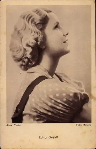 Ak Schauspieler Edna Greyff, Portrait