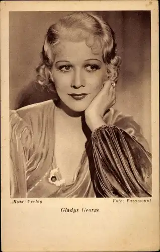 Ak Schauspielerin Gladys George, Portrait, Ross