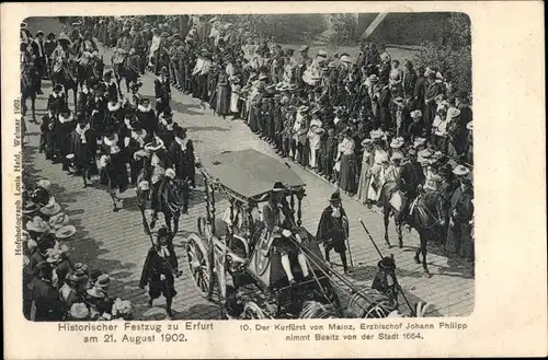 Ak Erfurt in Thüringen, Historischer Festzug 1902, Kurfürst von Mainz