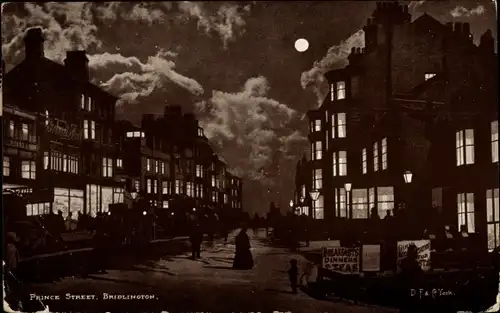 Mondschein Künstler Ak Bridlington East Riding of Yorkshire, Prince Street