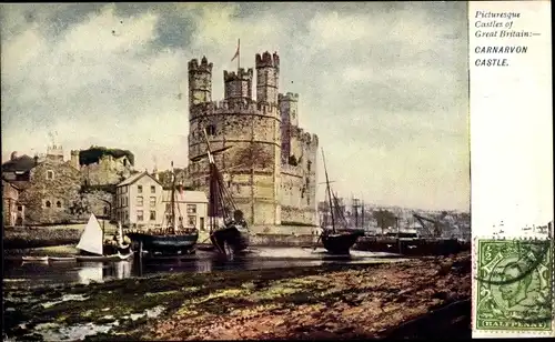 Ak Wales Great Britain, Carnarvon Castle, ships