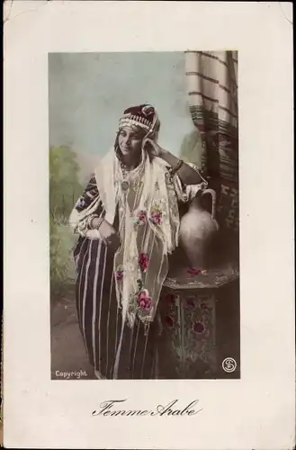 Ak Femme Arabe, Maghreb, Tracht, Schmuck