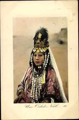 Ak Scenes et Types, Une Ouled Nail, Araberin, Schmuck, Maghreb