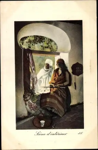 Ak Frau in Tracht am Fenster, Maghreb