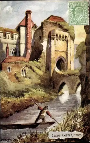 Künstler Ak Veling, Leeds Yorkshire England, Leeds Castle, Ruderpartie