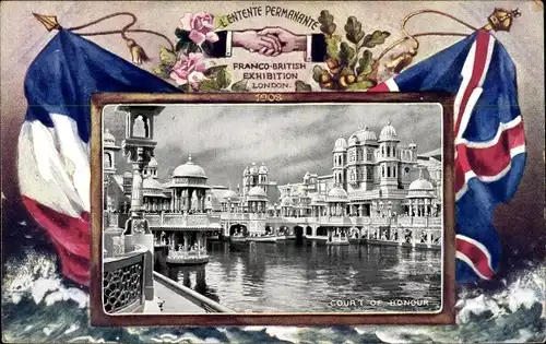 Passepartout Ak London City England, Franco-British Exhibition 1908, Court of Honour