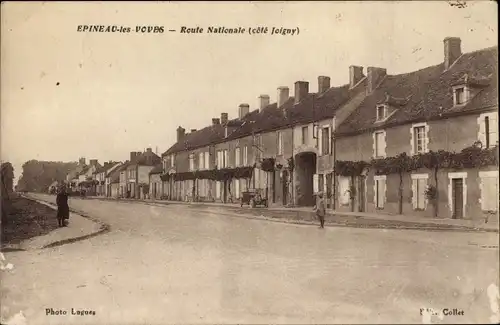 Ak Épineau les Voves Yonne, Route Nationale