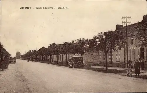 Ak Charmoy Yonne, Route d'Auxerre, Tabac Regie