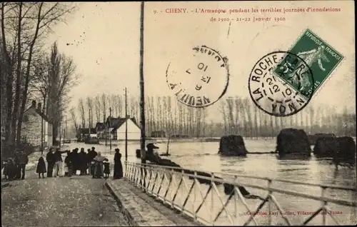 Ak Cheny Yonne, L'Armancon pendant les terribles journees d'inondations 1910