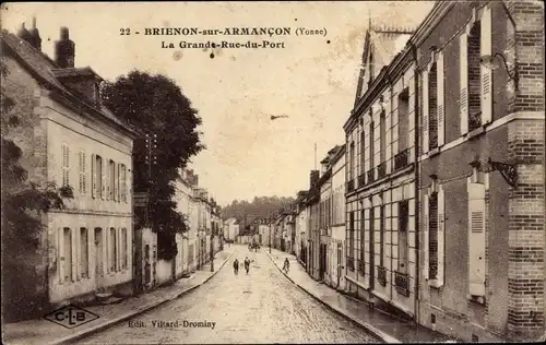 Ak Brienon sur Armançon Yonne, La Grande Rue du Port