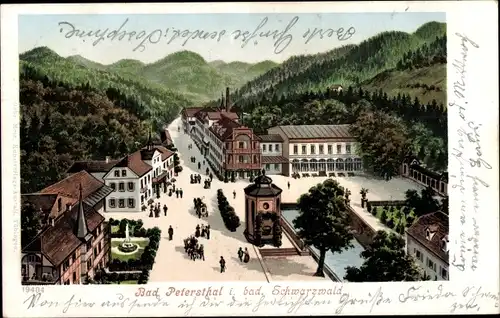 Künstler Litho Bad Petersthal im Schwarzwald, Ortspanorama