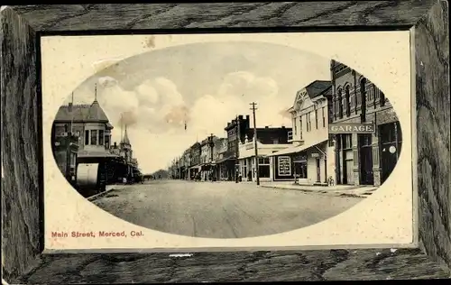 Passepartout Ak Merced Kalifornien USA, Main Street, Garage