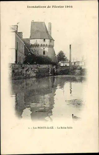Ak Les Ponts de Cé Maine et Loire, Inondations de Fevrier 1904, La Boire Salèe