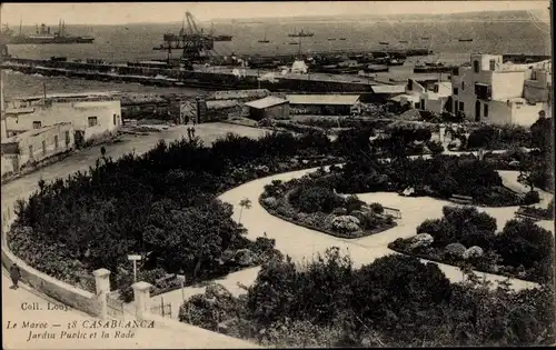 Ak Casablanca Marokko, Jardin Public et la Rade