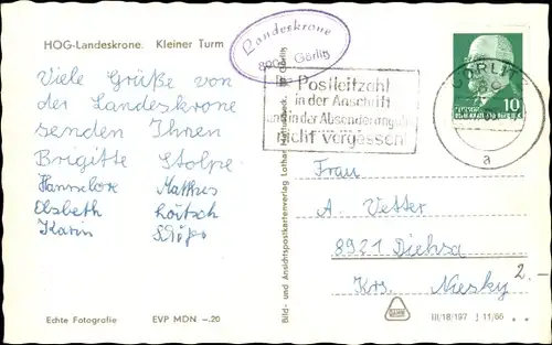 Ak Görlitz in der Lausitz, HOG Landeskrone, Kleiner Turm