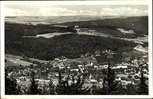 Ak Oberschlema Schlema im Erzgebirge, Blick auf den Ort v. Berg aus