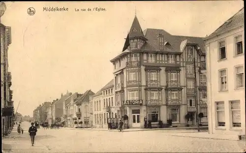 Ak Middelkerke Westflandern, La rue de l'Eglise
