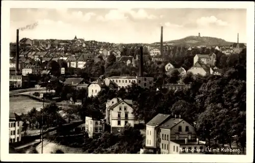 Ak Netzschkau im Vogtland, Blick auf den Ort mit Kuhberg