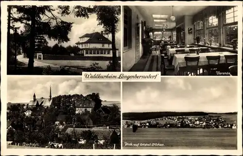 Ak Langenbernsdorf in Sachsen, Waldkurheim, Inh. Paul Groß, Veranda, Dorfidyll, Stöcken