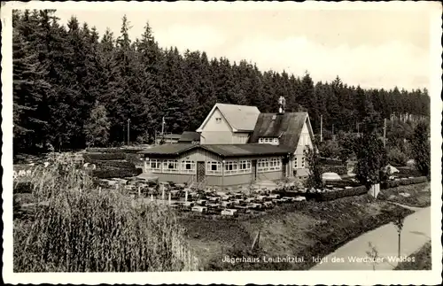 Ak Werdau in Sachsen, Jägerhaus Leubnitztal, Terrassengarten