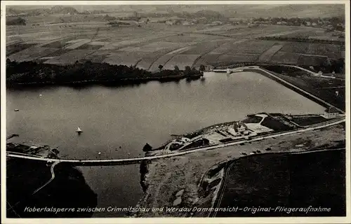 Ak Werdau an der Pleiße in Sachsen, Fliegeraufnahme, Blick auf die Kobertalsperre